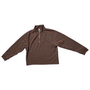 Madewell, MWL Ribbed Half-Zip Raglan Sweatshirt, Brown, Medium, NWT